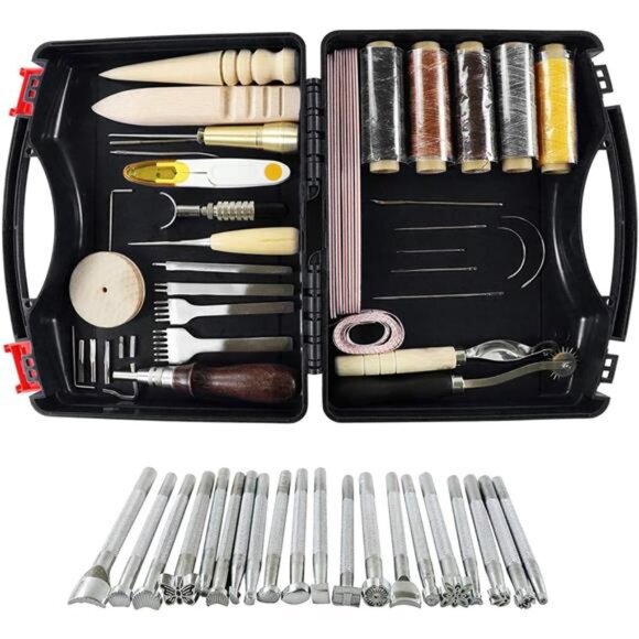 52pcs Leather Sewing Tools Kit DIY Leather Craft Tools Hand Stitching Tool Set - Picture 1 of 8
